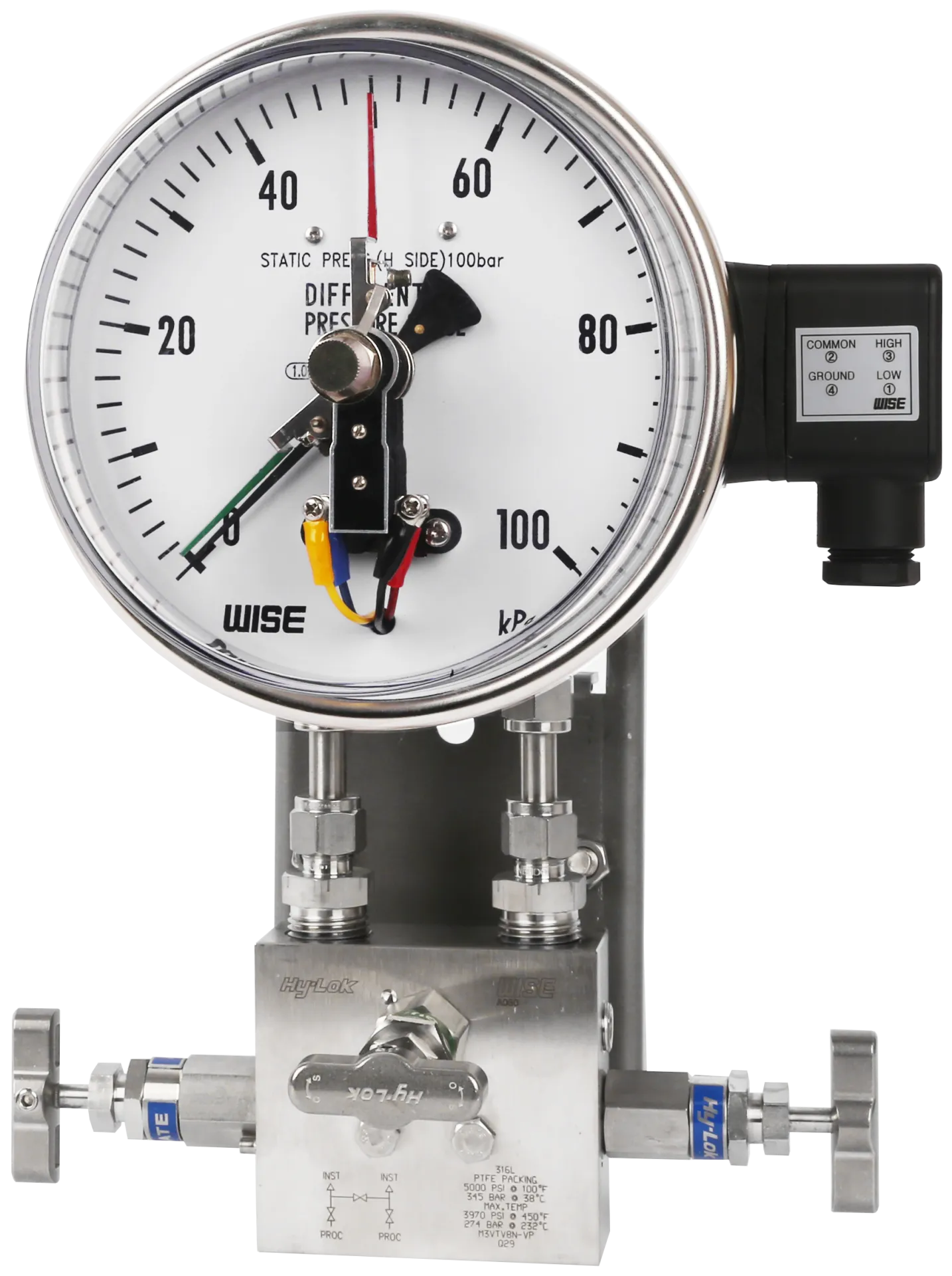 Differential pressure gauge with electrical contact type - Đồng hồ chênh áp dạng kết nối điện Wise Control Vietnam