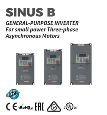 Sinus B Inverter - Biến tần Sinus B General purpose Drive for small power 3 phrase asynchronous motor. Biến tần đa chức năng điều khiển chuyển động cho động cơ công suất nhỏ không đồng bộ 3 pha